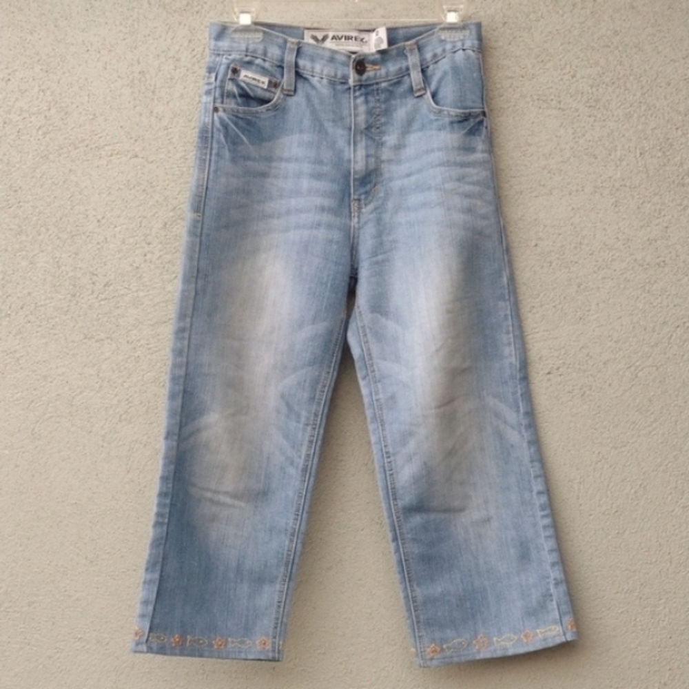 Vintage Avirex Hand Embroidered Stars and Fish Capris Jean Boys 12 Girls 5